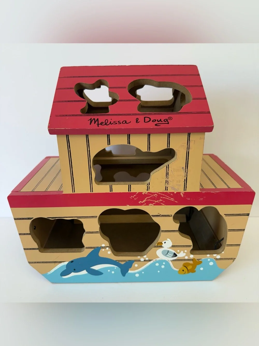 Melissa & Doug Noah's Ark Shape Sorter Wooden Play Set with Figures & Animals